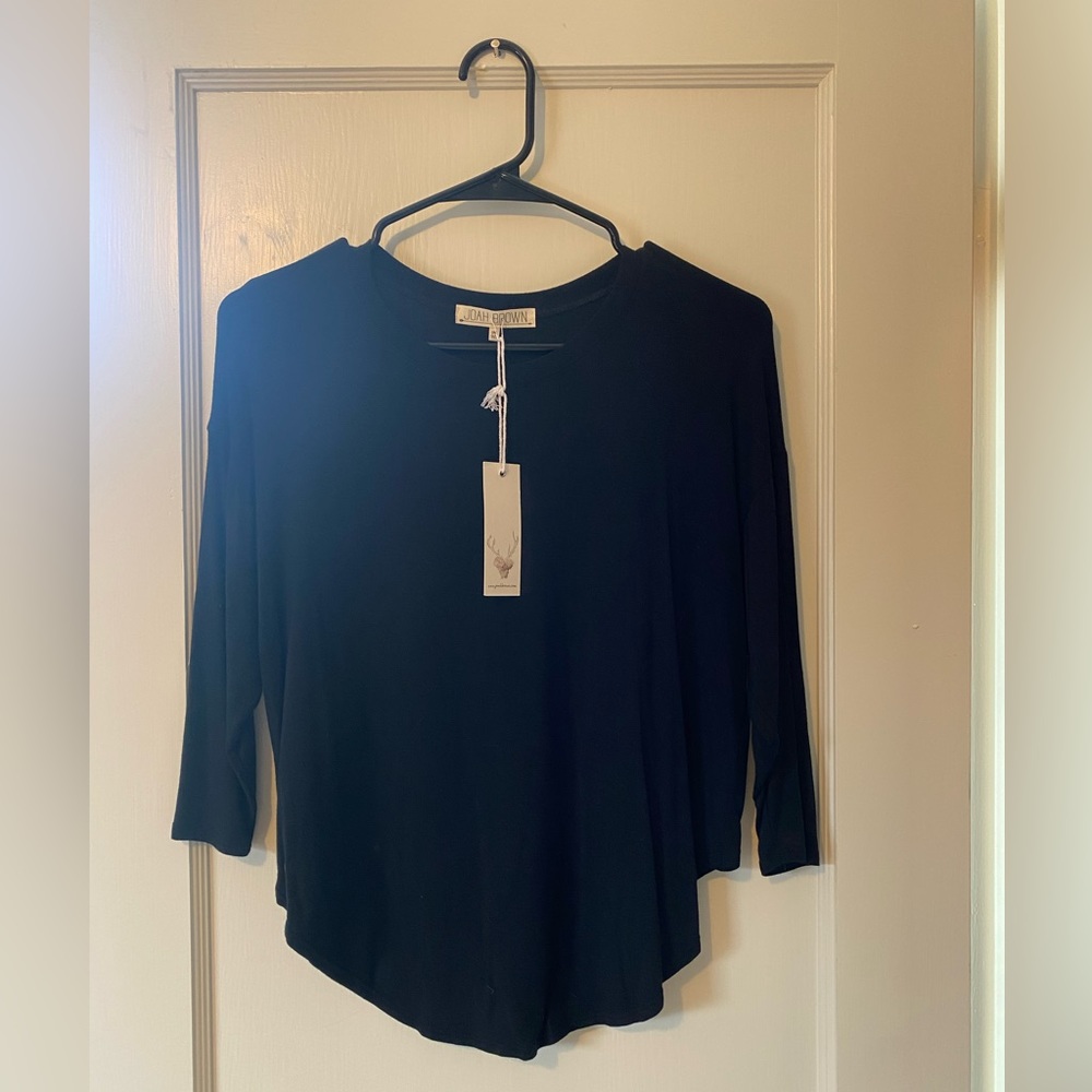 Joah Brown Crop Back Knit Top